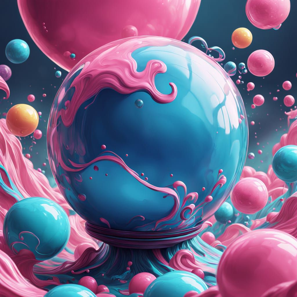 Whimsical Fantasy Bubble Art in Pastel Hues