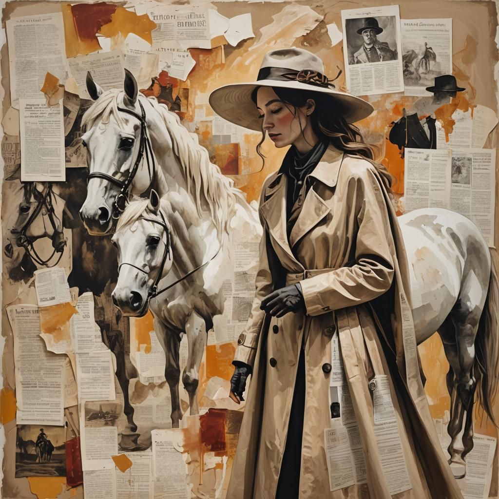 Dreamlike Woman and Horse with Candle, Surreal Art