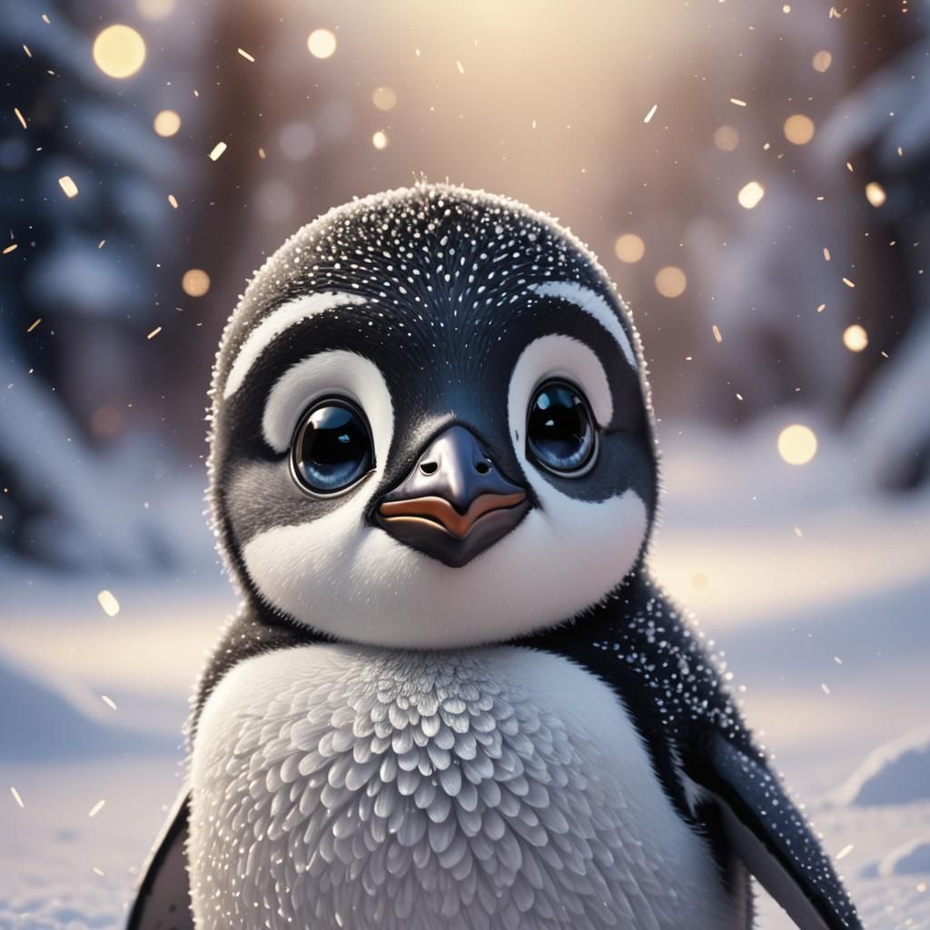 Cute Penguin in Disney-Style Digital Art