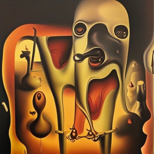 Surreal Evil Pigman in Melting Oil Paint