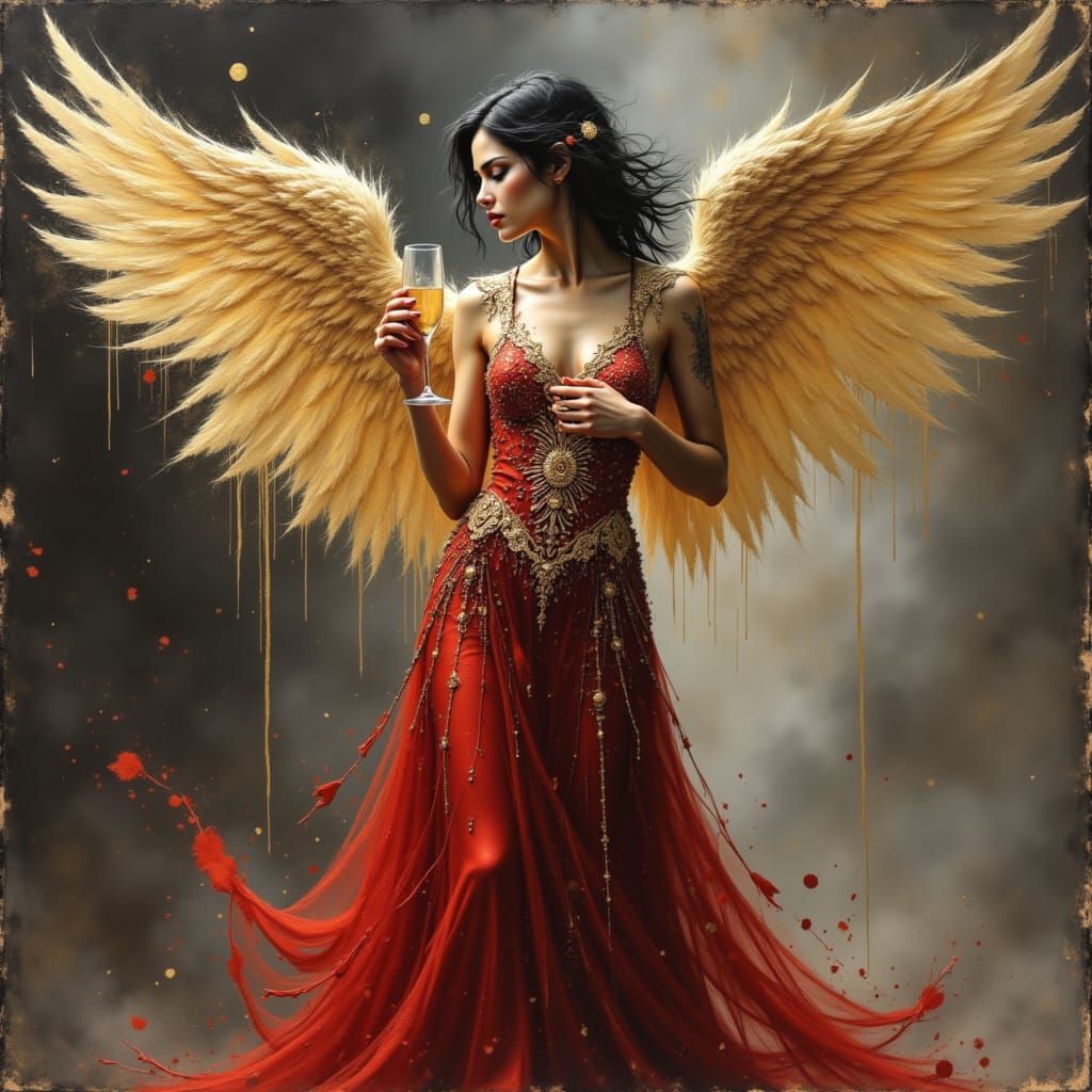 Regal Angel in Golden Opulence