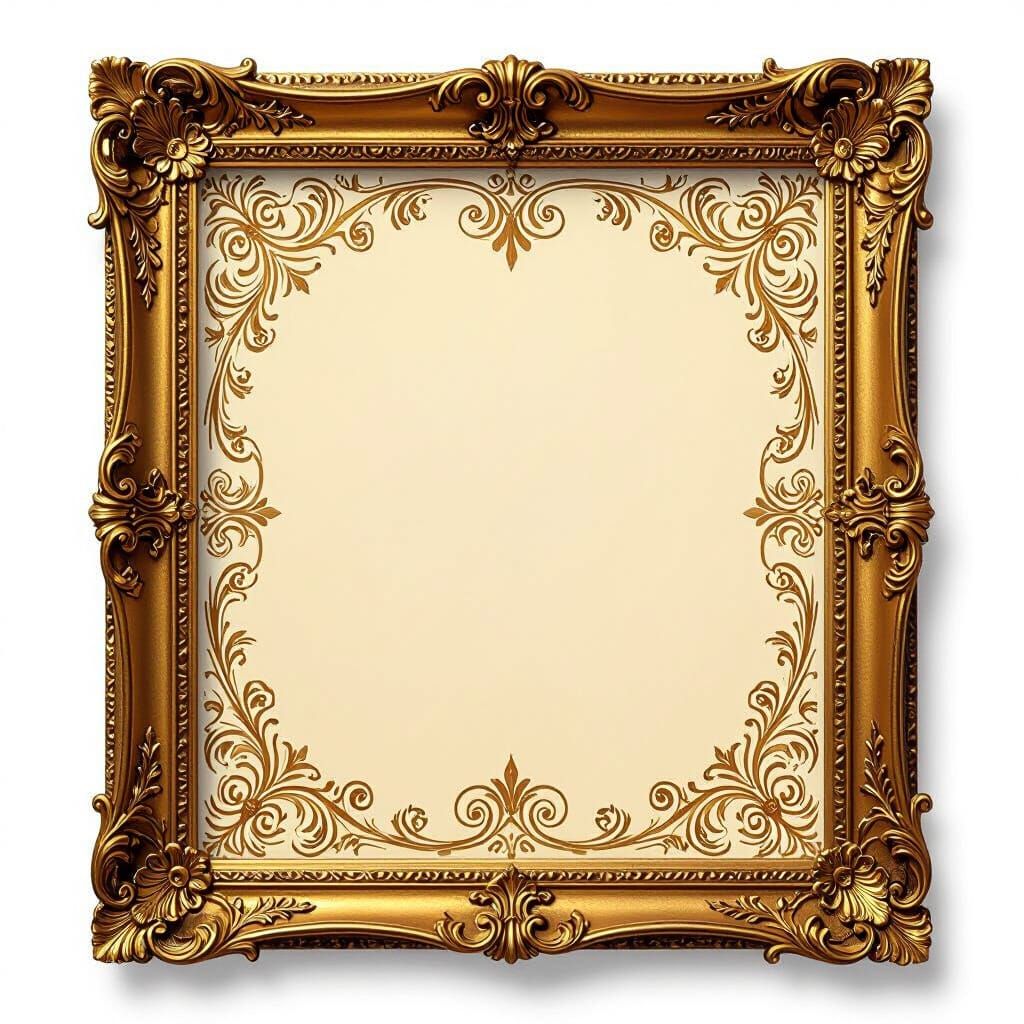 Elegant Victorian Golden Frame with Ornate Flourishes