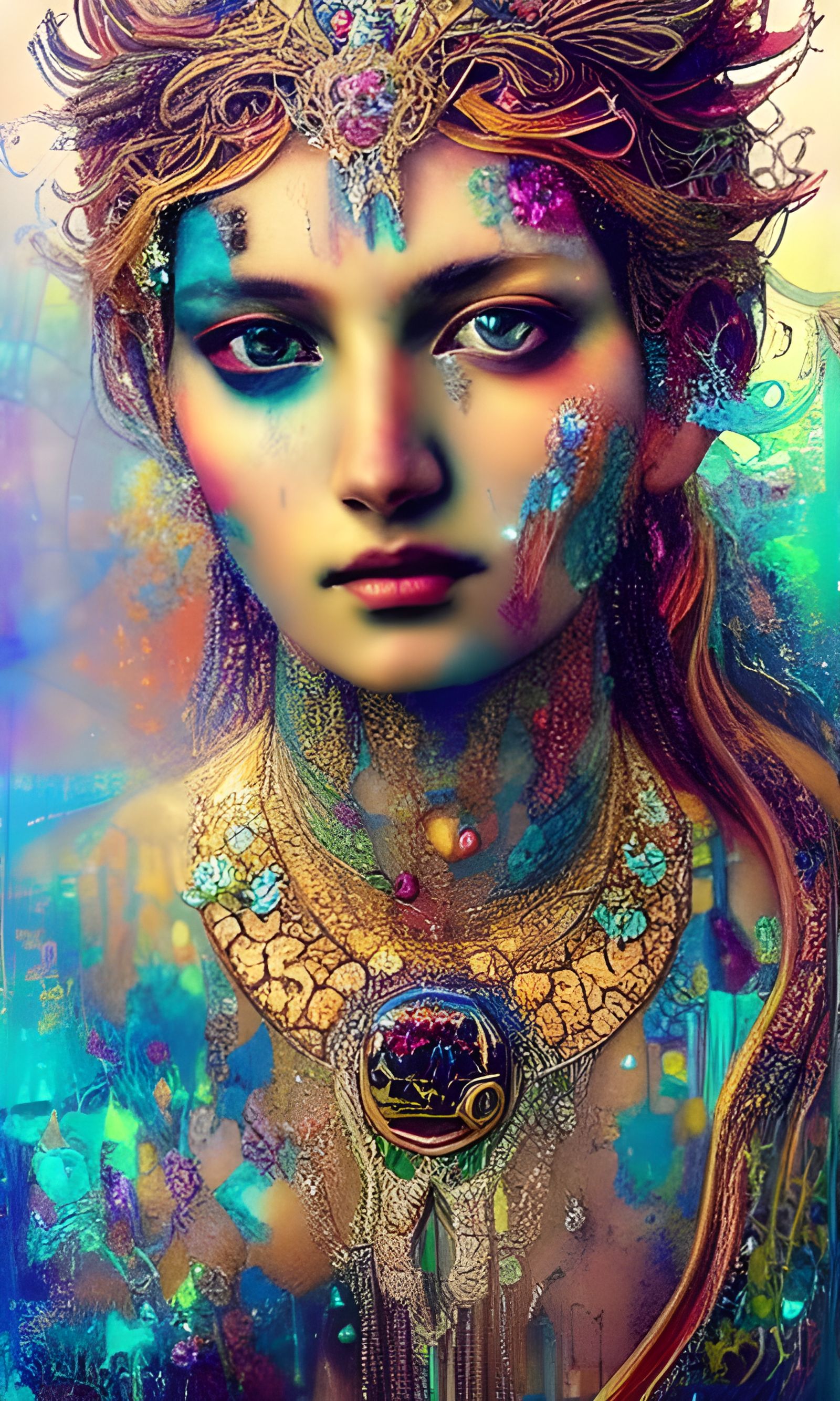 Goddess in Glass Jewelry: Hyperrealistic Encaustic Painting