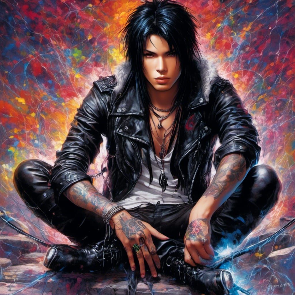 Handsome Rock Singer with Spider Web Tattoo