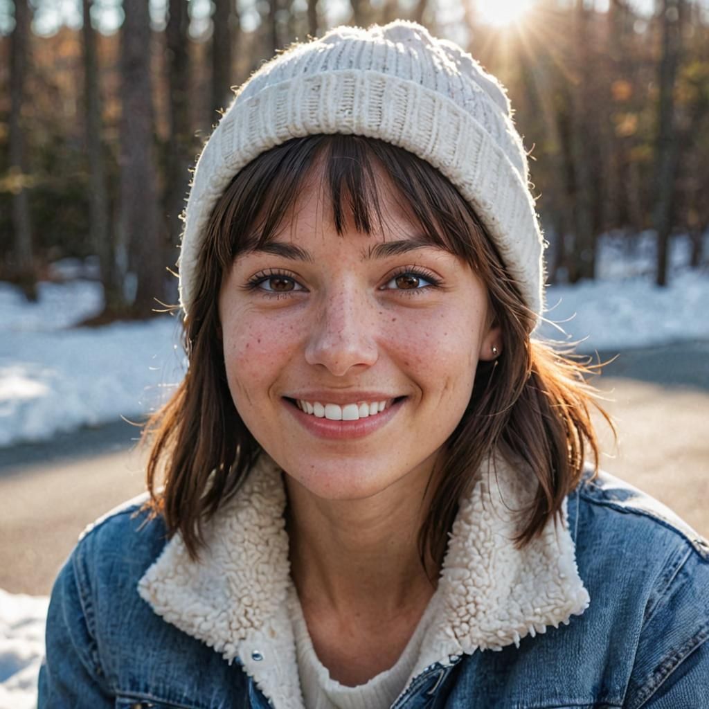 Photorealistic Portrait of Connecticut Woman with Lens Flare