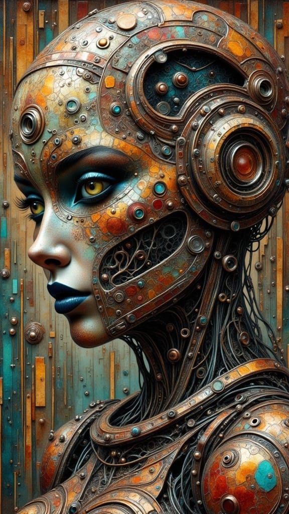 a portrait of a Neo Noir erorobot