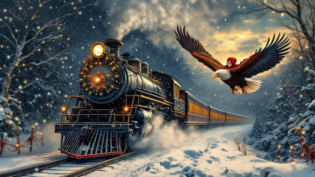 Christmas vintage locomotive