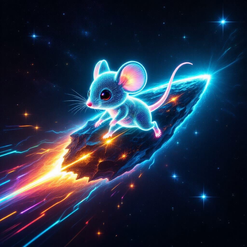 Psychedelic Aqua Mouse Art of Lasers and Light in Space