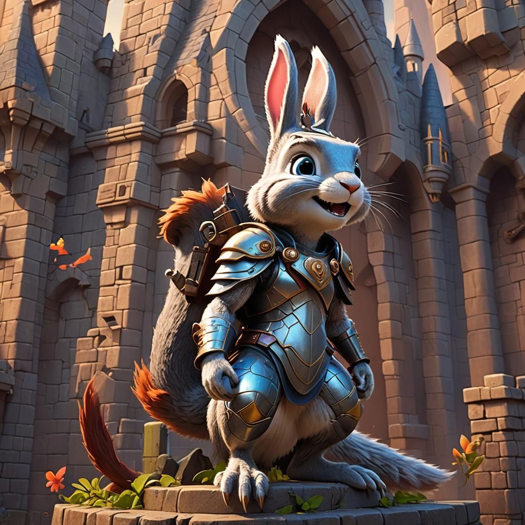 Rabbit Princess and Squirrel Hero: 3D Digital Art