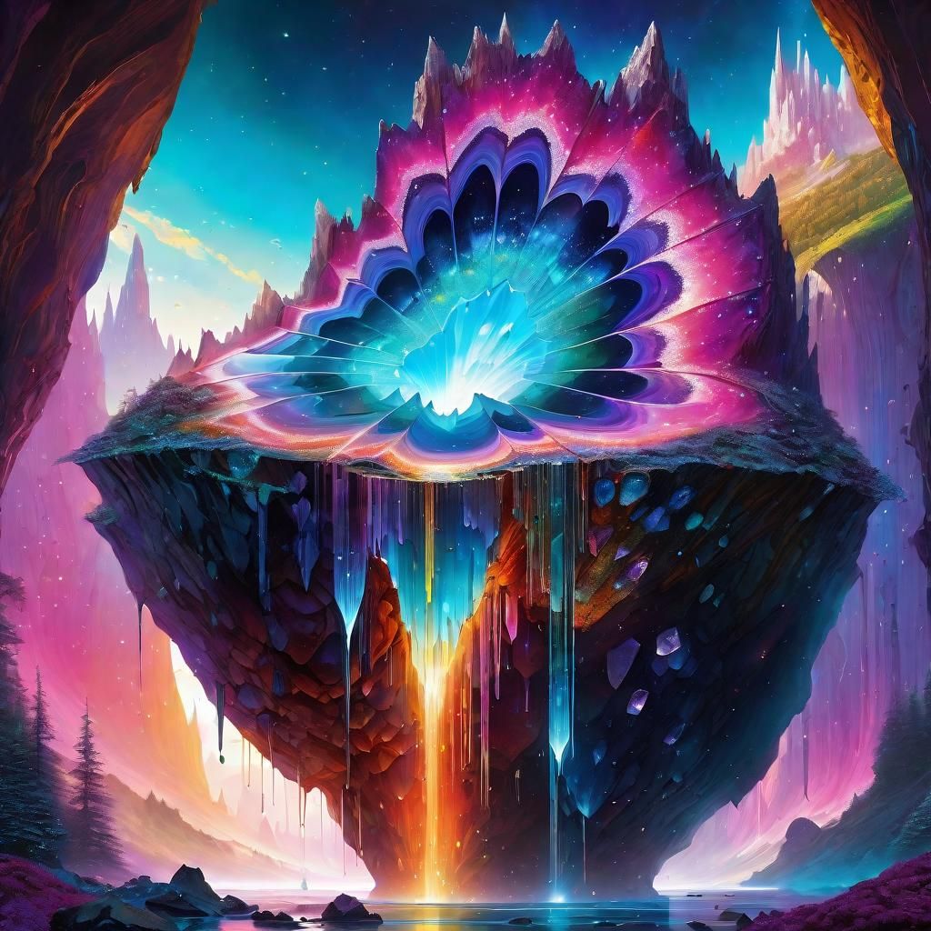 Glistening Crystals Inside a Vibrant Geode