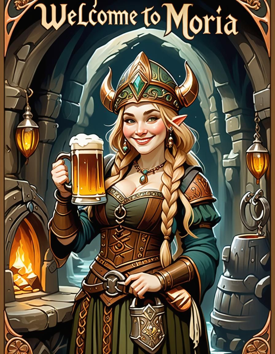 Art Nouveau Welcome to Moria Beer Poster