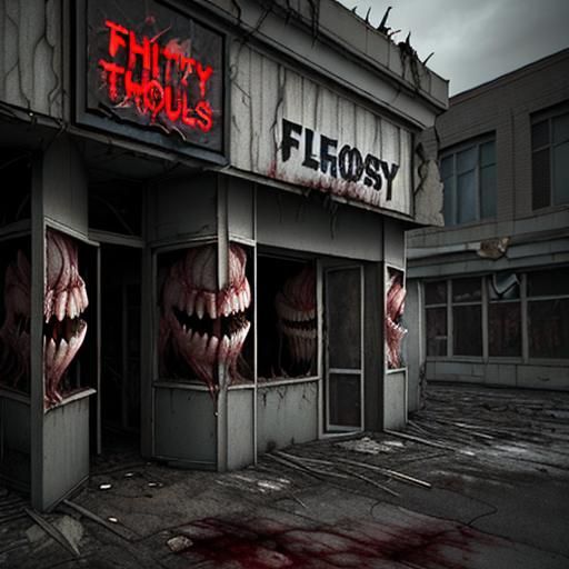 Creepy Fleshy Teeth Tubes in Abandoned Urban Setting