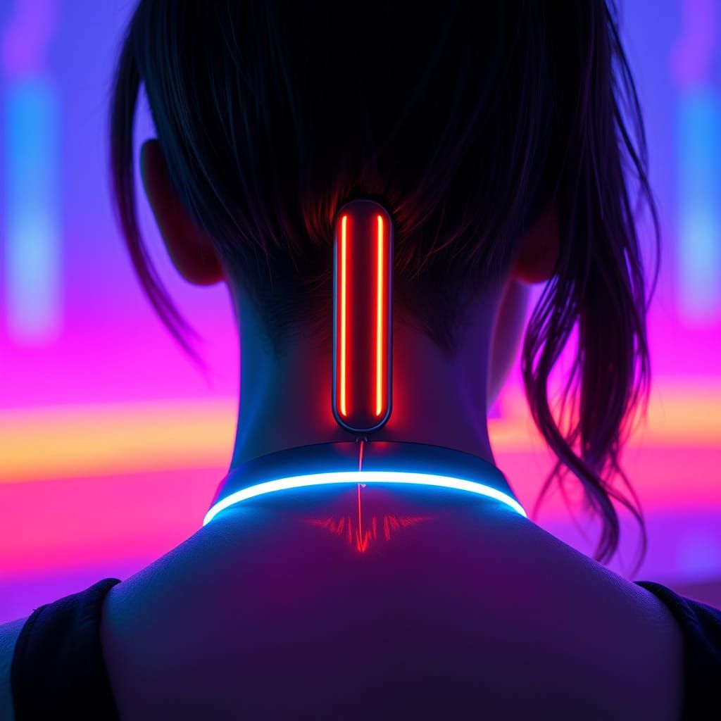 Technical device goes on the back of the neck area to induce calming parameters via electrical pulses