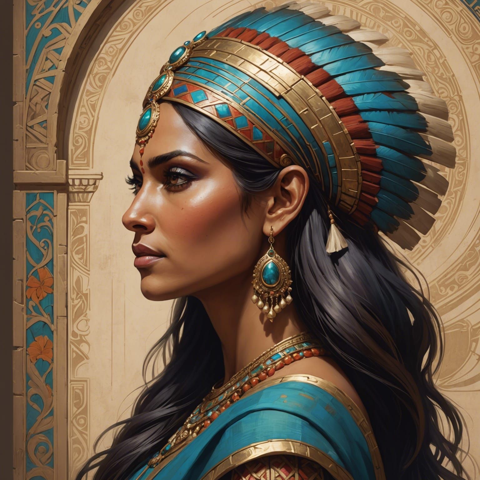 Regal Indian Queen Portrait as Detailed Concept Art