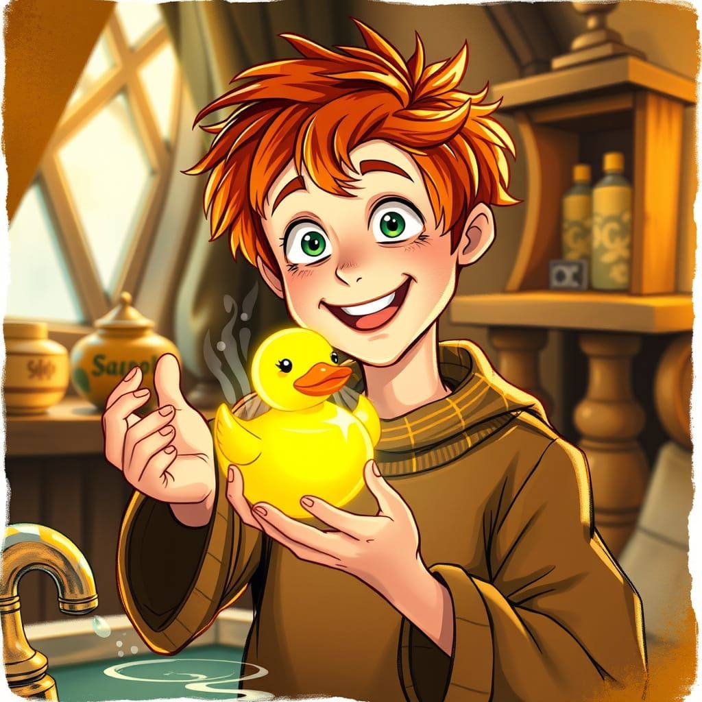 Young Arthur Weasley Enjoys Whimsical Magical Soap Orb