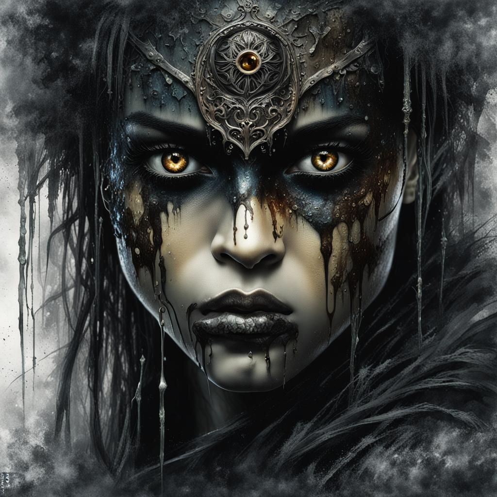 Dark Female Portrait in Luis Royo Fantasy Style