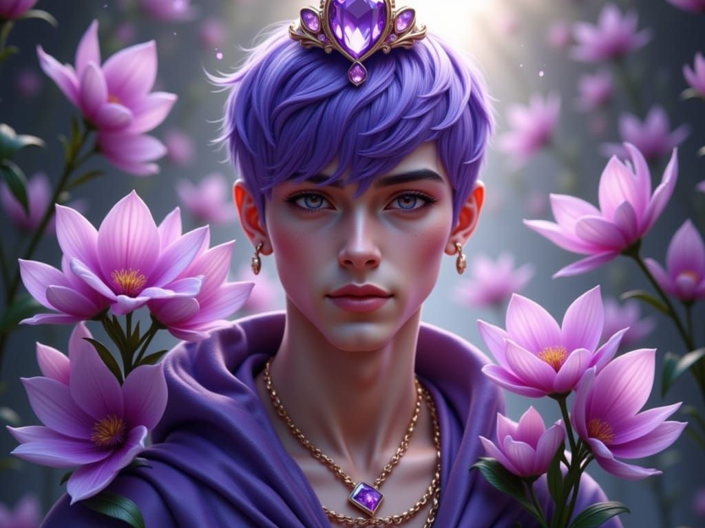 Surreal Fantasy Portrait of a Young Man in a Japanese Garden