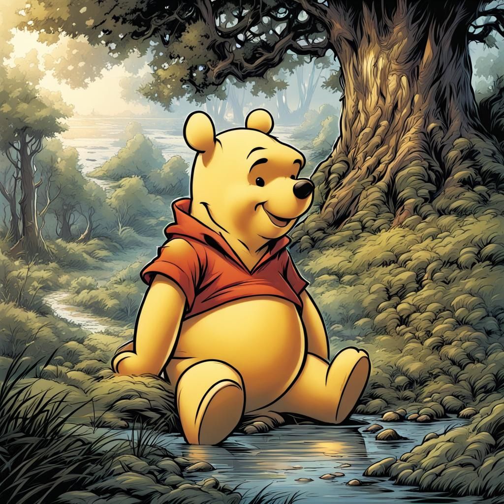 Winnie the Pooh in Comic Book Art Style
