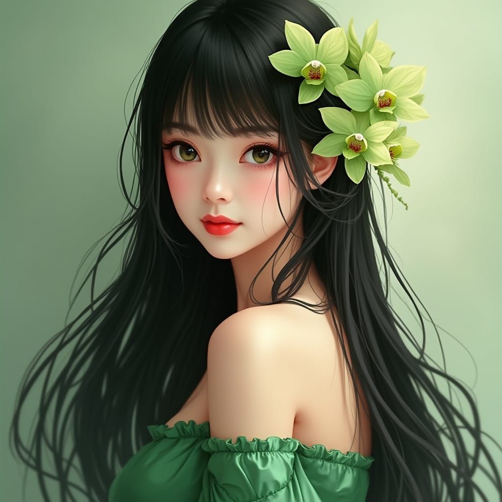 Beautiful Japanese Girl Portrait in Digital Art