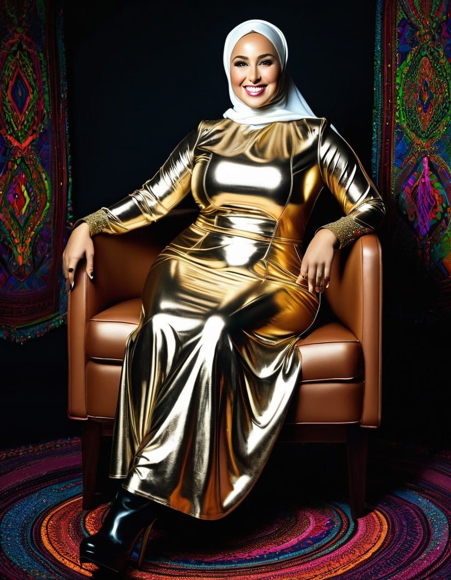 Glamorous Hijabi Woman in Opulent Dress