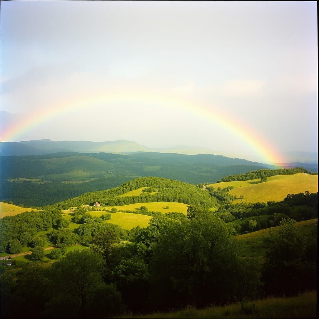 Majestic Rainbow in a Cinematic Landscape