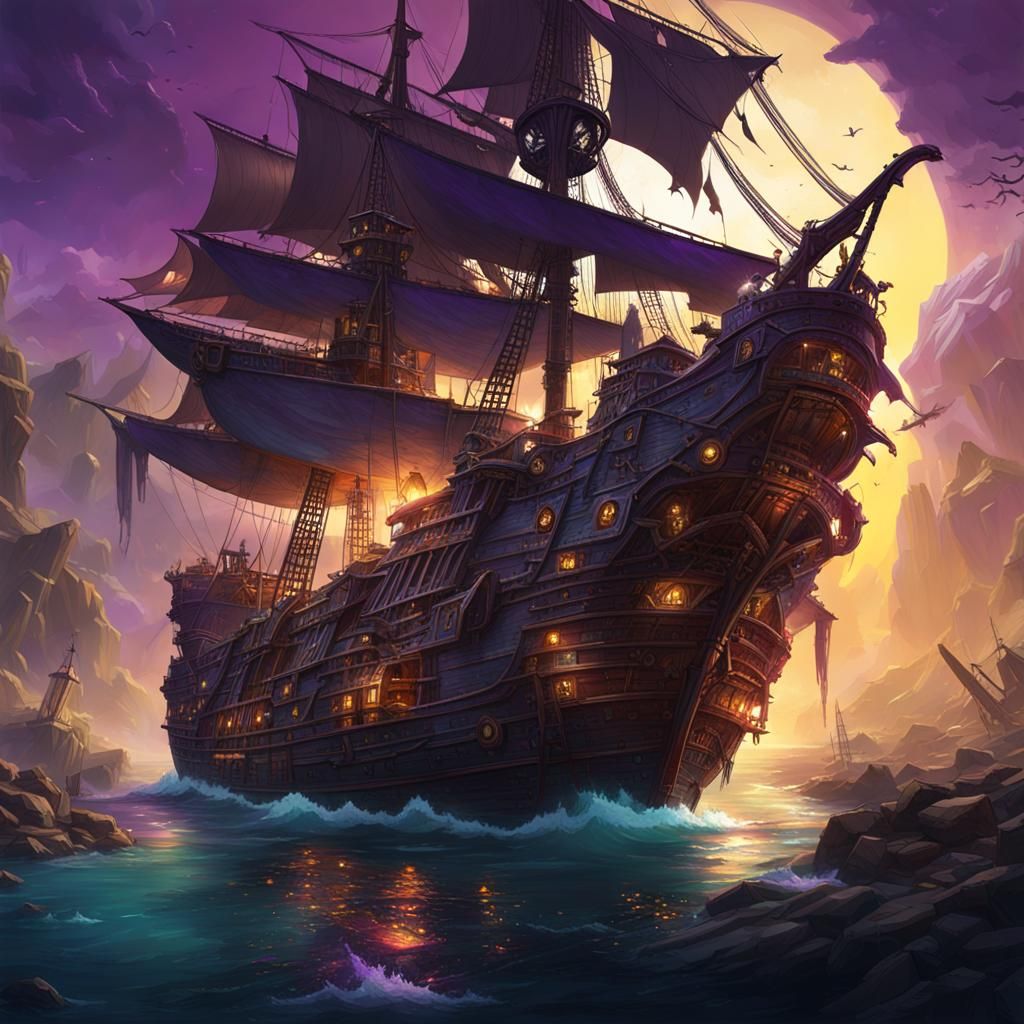Futuristic Pirate Ship Concept Art