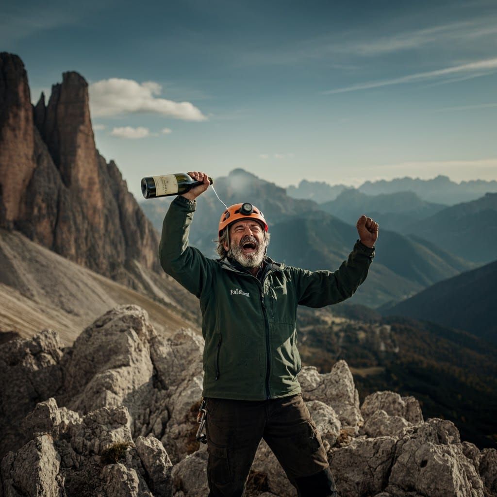 Geologist's Rocky Celebration in Neorealist Style