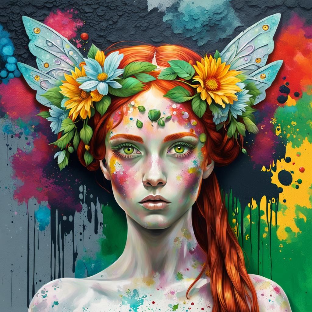 Elven Fairy in Graffiti Art Style