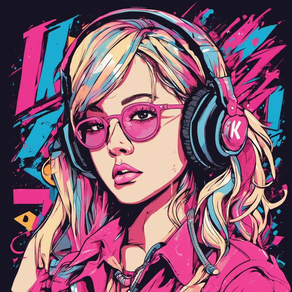 Isometric Graffiti Art of K-Pop Singer in Pink