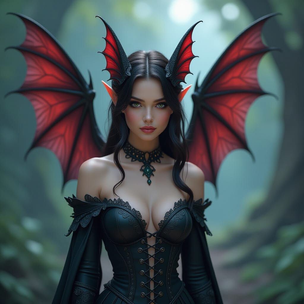 Delicate Pixie With Intricate Bat Wings