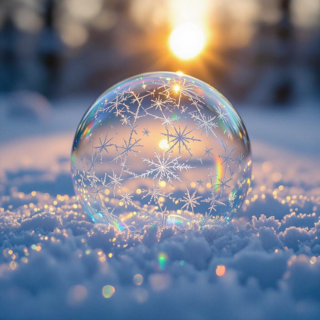 Rainbow Bubbles Frozen in Time