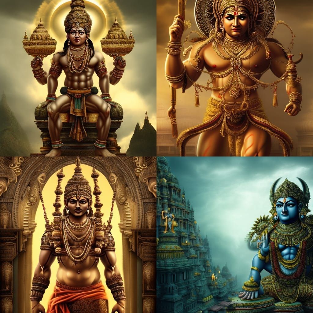Dramatic Hindu God in Digital Matte Painting