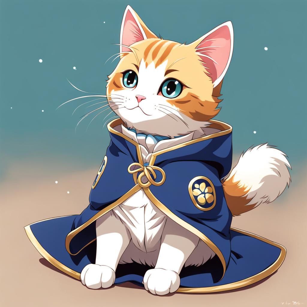 Anime Cat in Pet Clothes, Manga Style