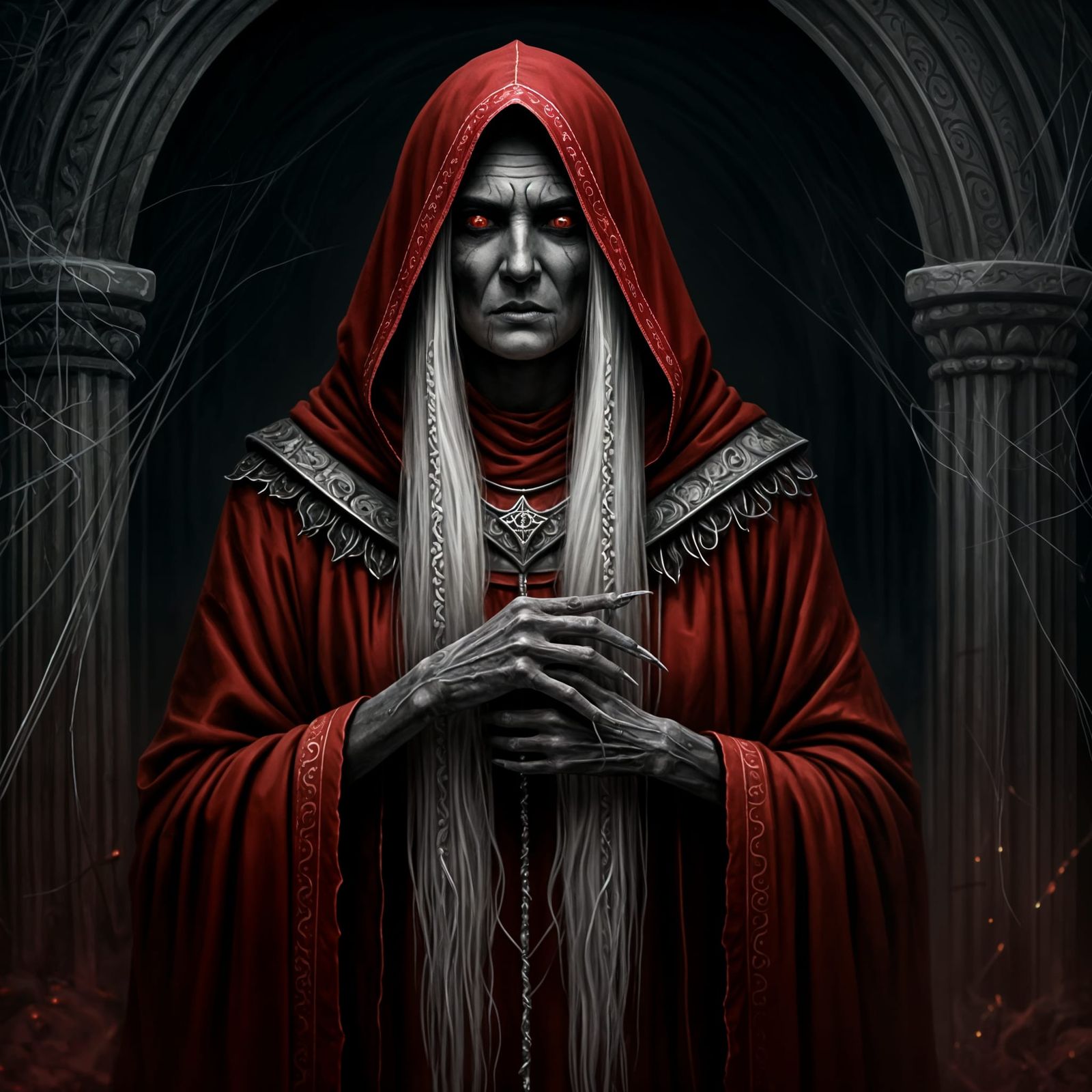 Forgotten Drow Goddess Portrait in Dark Fantasy Style