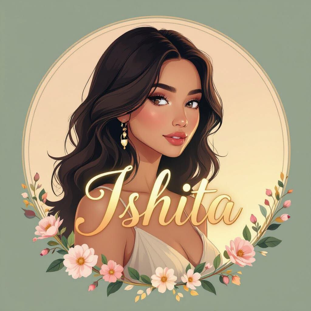Elegant 'Ishita' Logo with Golden Gradient and Floral Accent...