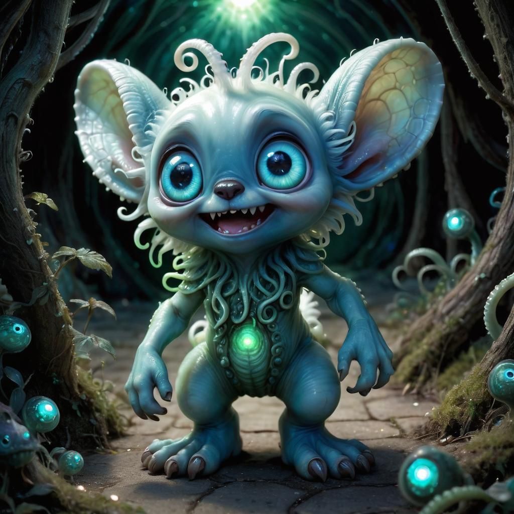 Adorable Alien Creature in Enchanted Forest