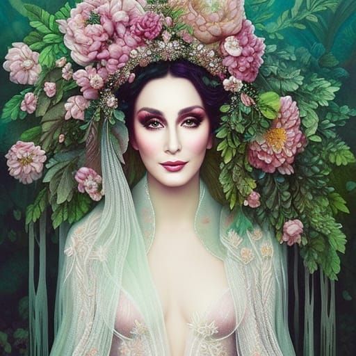 Cher with Flower Crown in Enchanted Forest