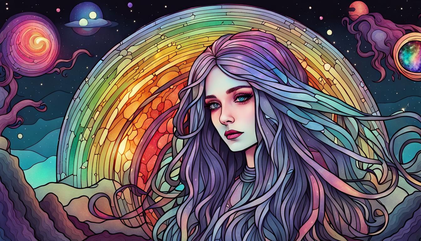 Stained Glass Galactic Lovecraftian Girl