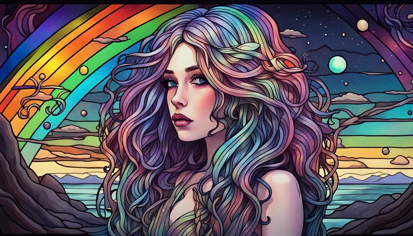 Stained Glass Galactic Lovecraftian Girl