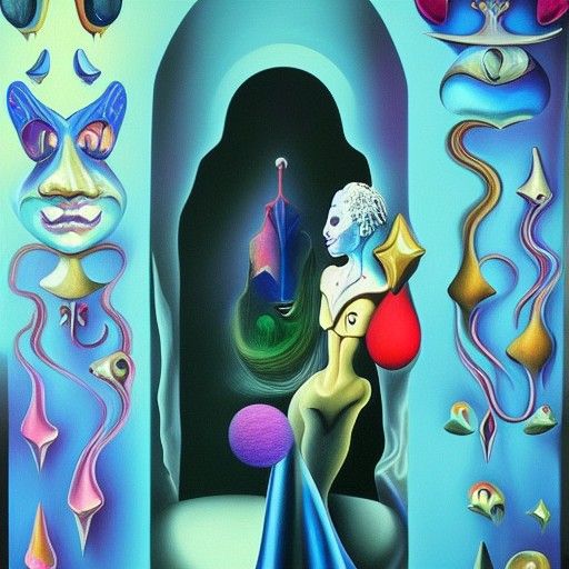 Surreal Holographic Clown in Salvador Dali Style