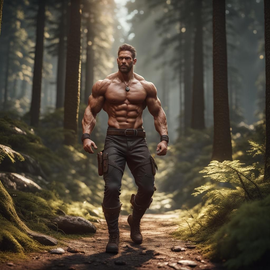 Muscle Men in Forest: 3D Game Cinematic