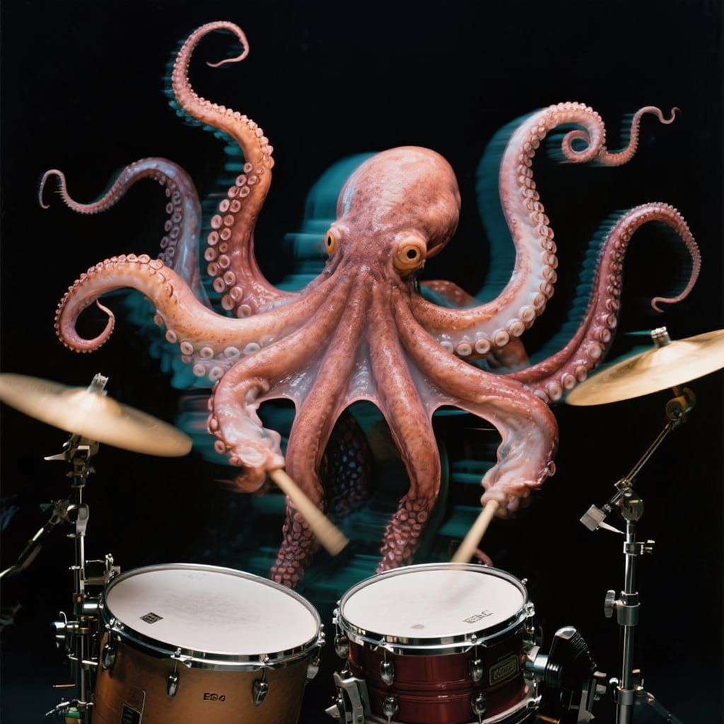 Stroboscopic Octopus Portrait in Gjon Mili Style