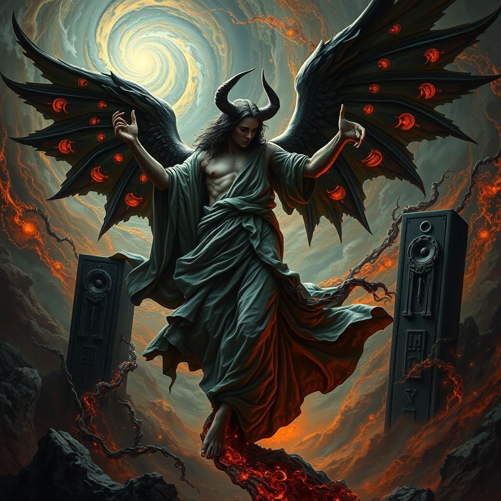 Diabolic Angel Dancing in Fractal Vortex, a Gothic Masterpie...