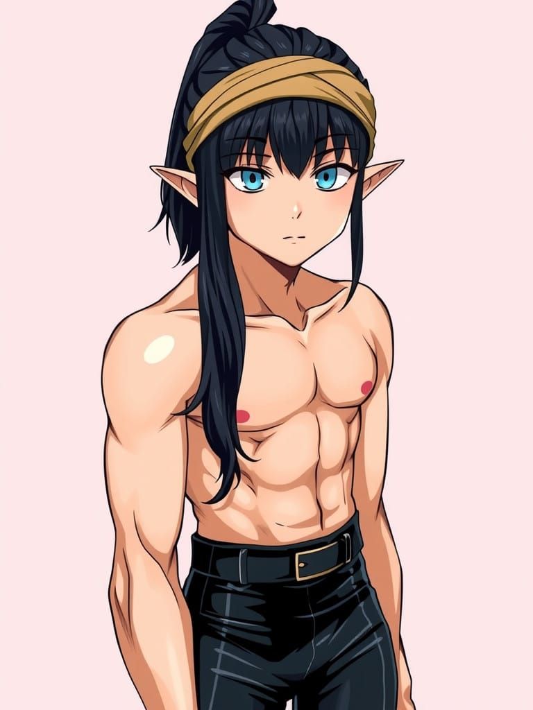 Chiseled Anime Warrior in Vibrant Fantasy Style