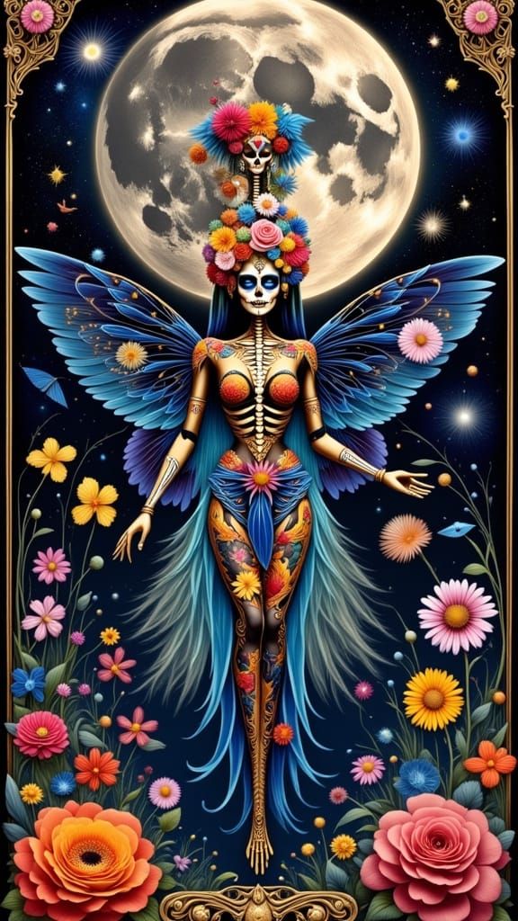 Sugar Skull Fairy as The Moon Tarot Card