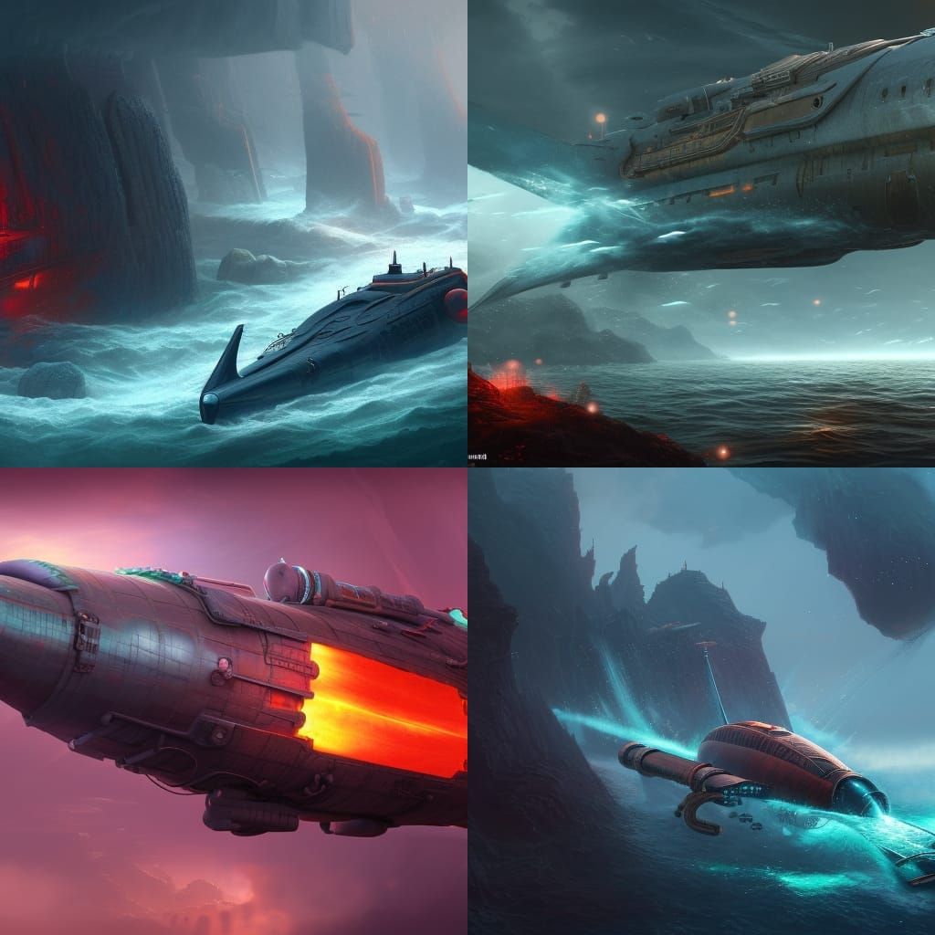 Detailed Matte Painting of a Fantastical Submarine