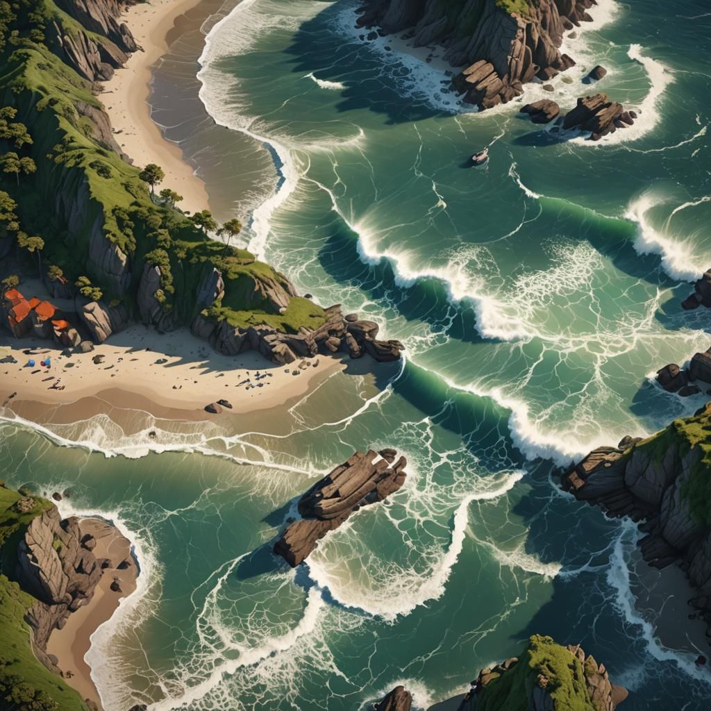 Beaches with Roaring Waves: Detailed Matte Painting