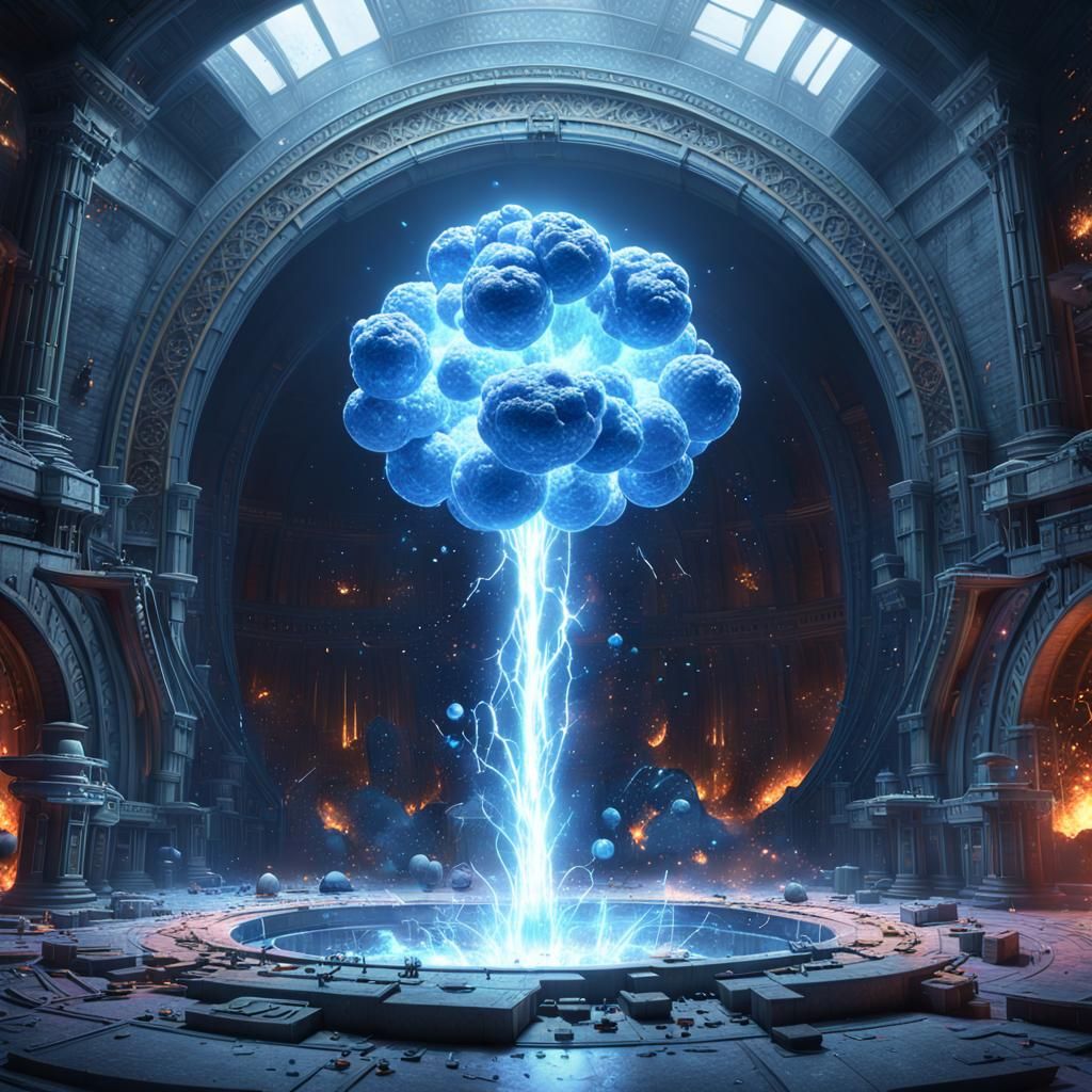 Magical Atomic Explosion Opens Portal: Dark Fantasy Art