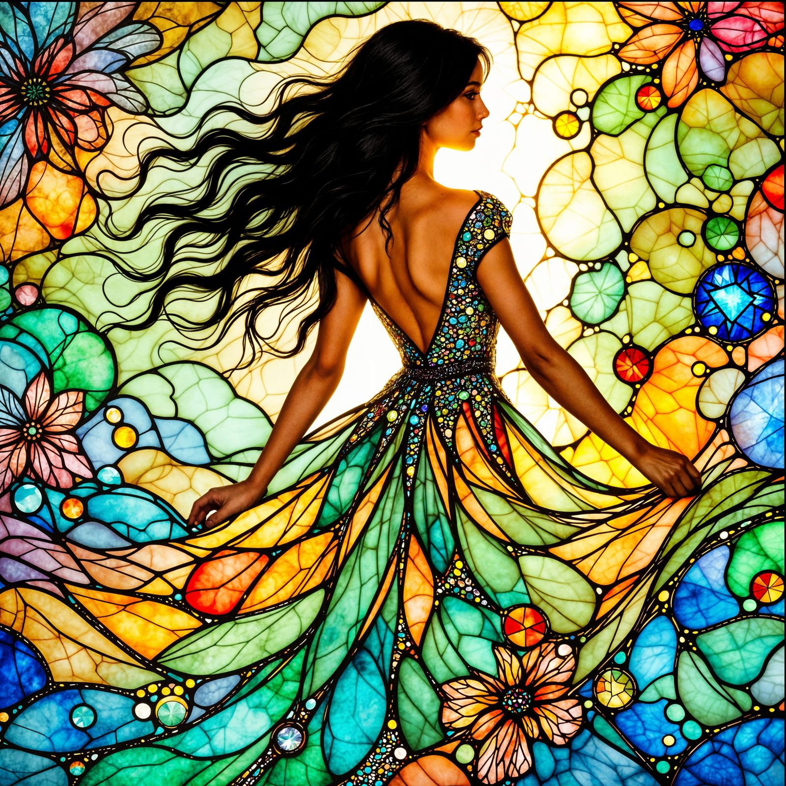 Stunning Stained Glass Gown in Vibrant Colors