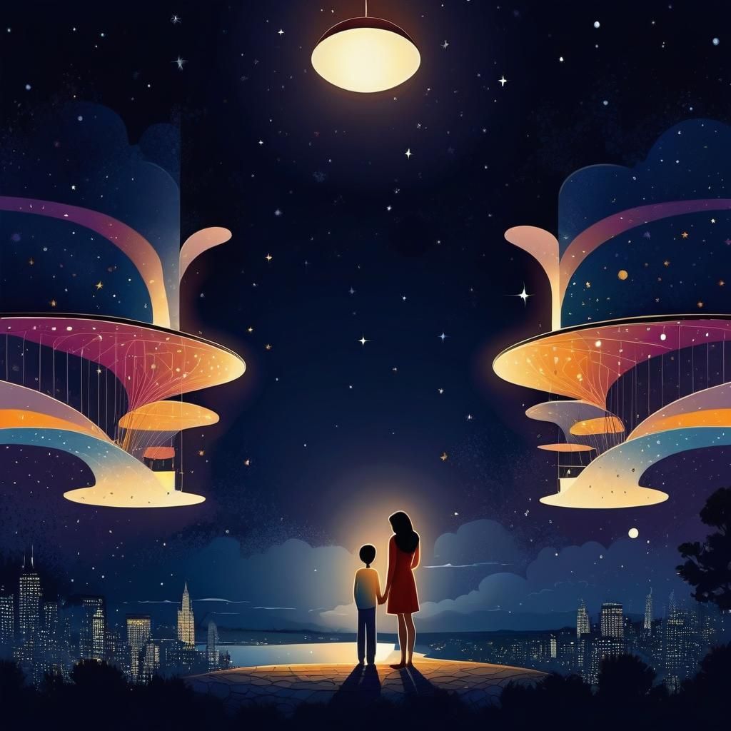 Abstract Light in Cloudy Night: Digital Cartoon